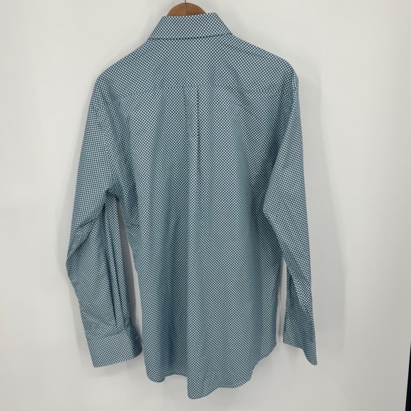 Peter Millar Crown Finish Geometric Dress Shirt Blue White Cotton Mens Large - Picture 9 of 10